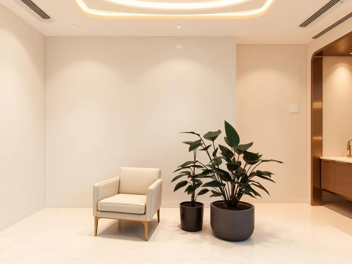 Recepção da clínica de harmonização facial da Dra. Lauani Tessari no Tatuapé, São Paulo